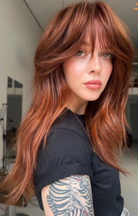 Shag Cut With Burnt Copper Shag Cut With Burnt Copper — Winter Hair Colors for Redheads