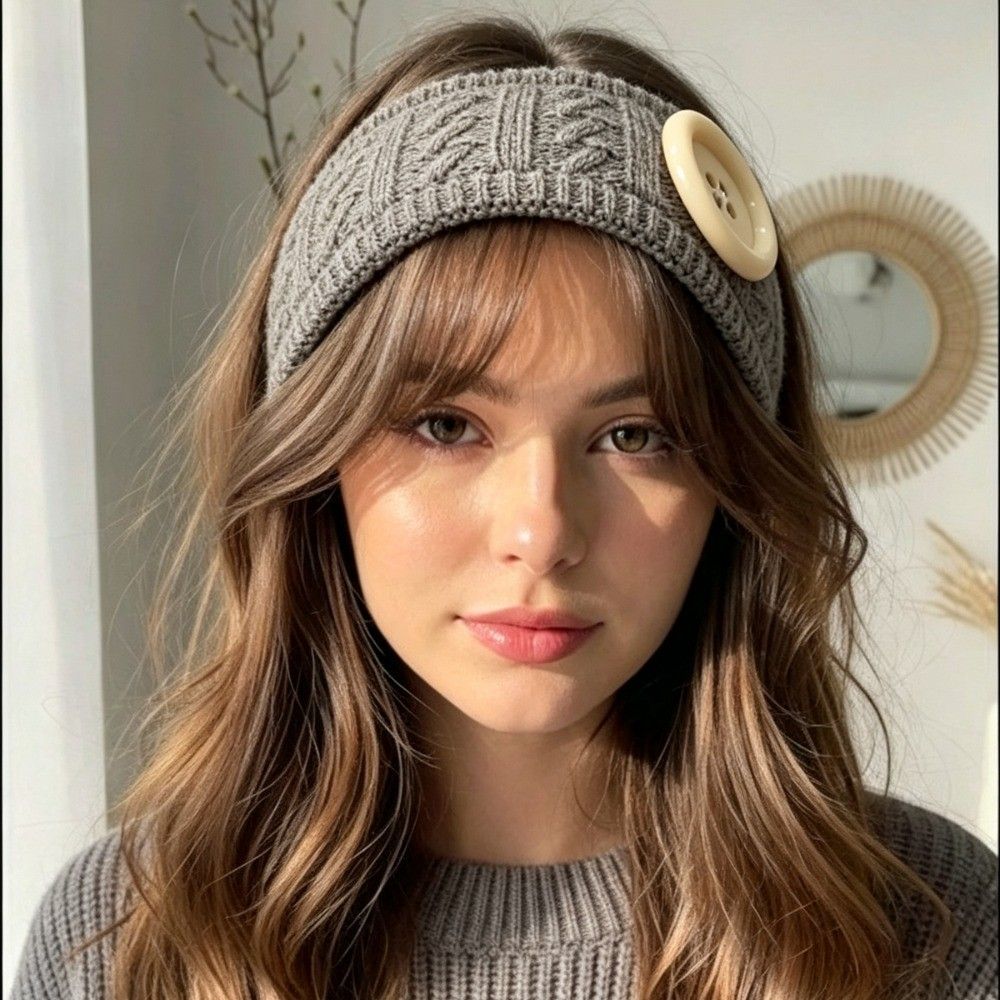 Collarbone Waves With Full Bangs — Winter Hairstyles with Headband