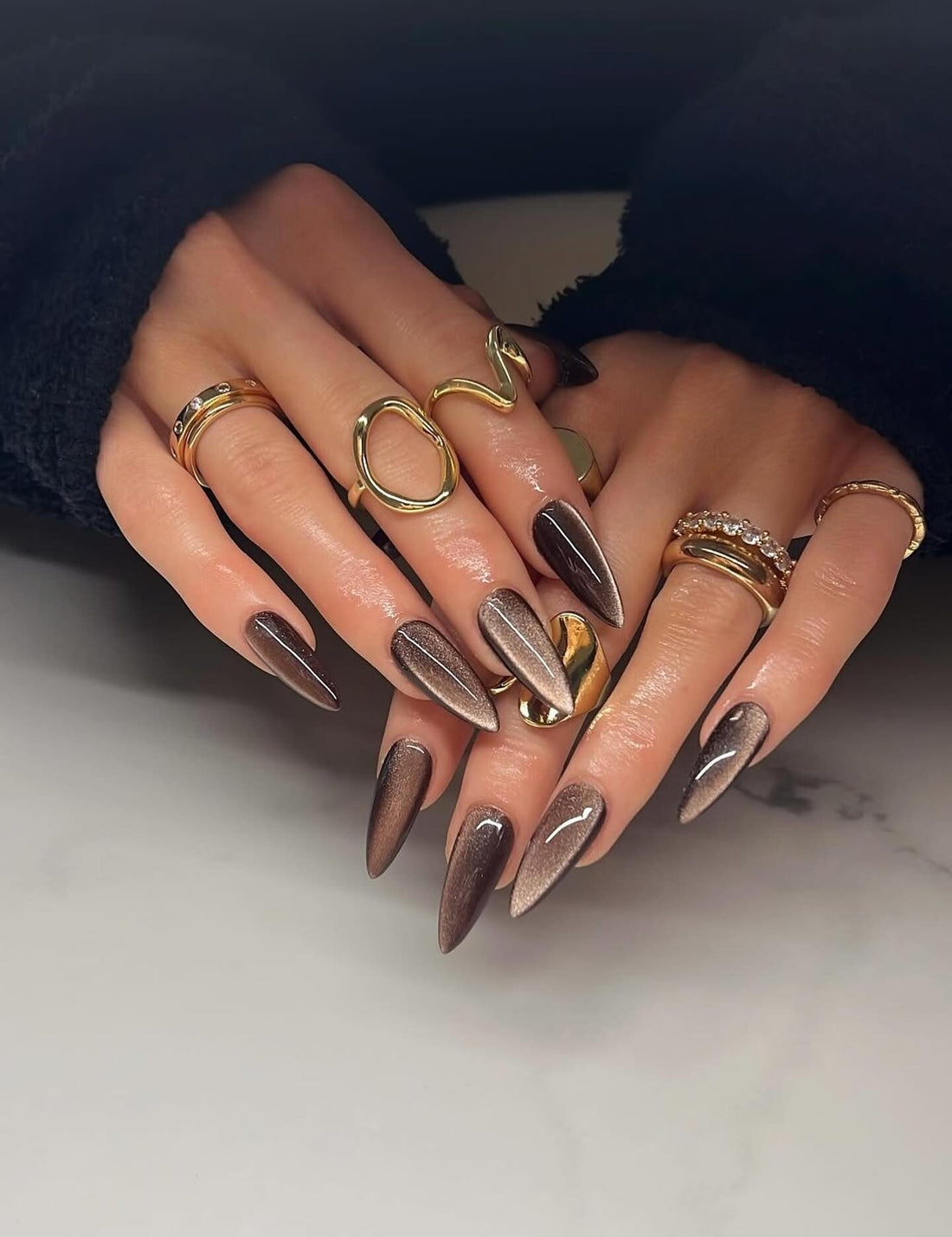 Long Pointed Cat-Eye Mocha Long Pointed Cat-Eye Mocha — Mocha Nails