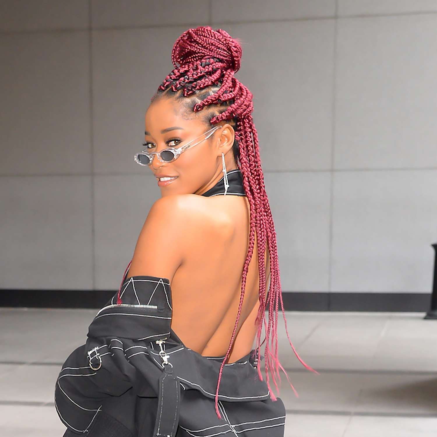Vibrant Burgundy Braided Updo — Winter Braids for Black Women