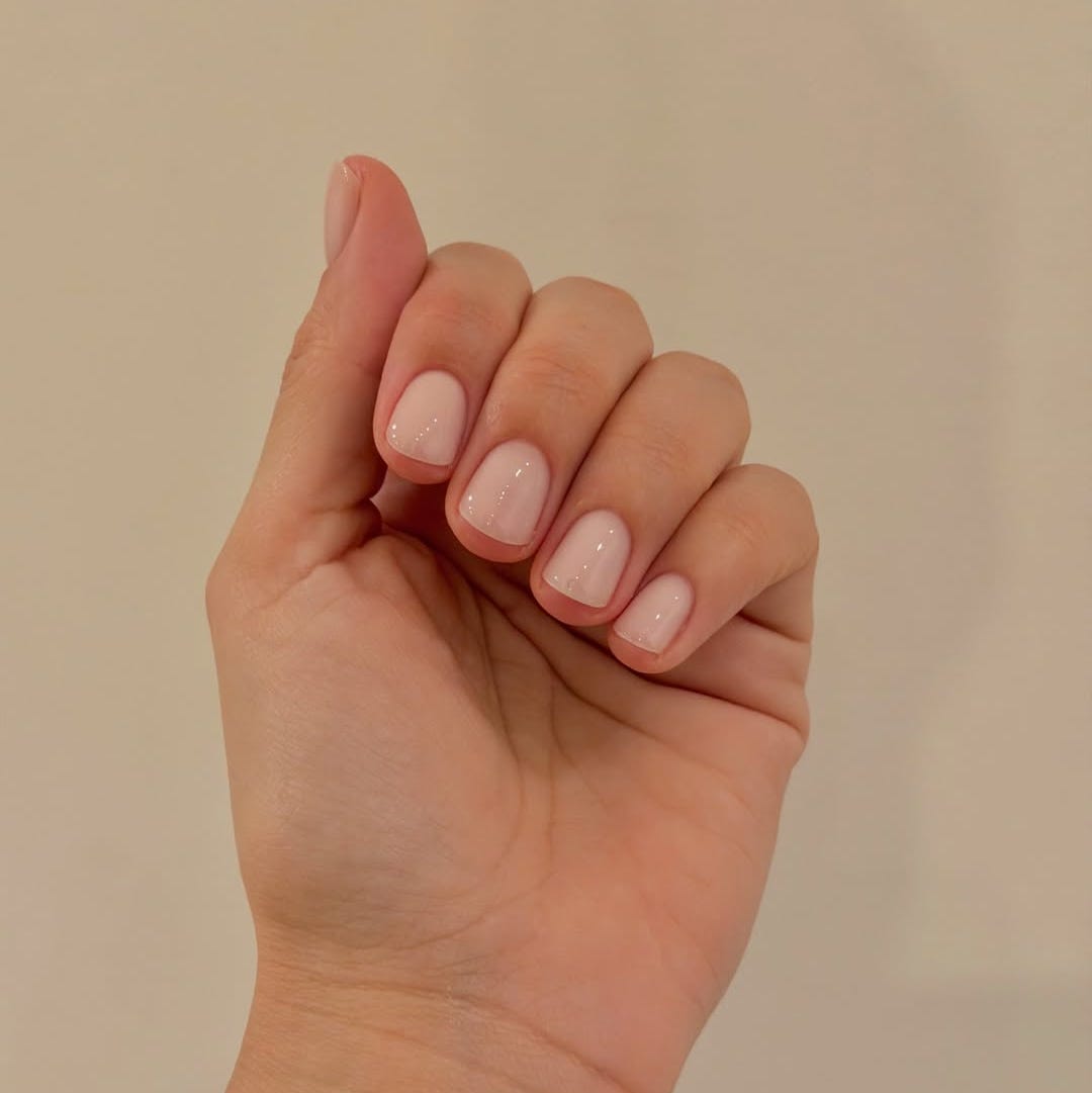 Short Square Sheer Milky Nude Glossy Short Square Sheer Milky Nude Glossy — Winter Nude Nails