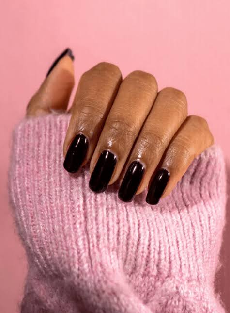 Opaque Black High Gloss Short Square Nails Opaque Black High Gloss Short Square Nails — Winter Nail Colors for Dark Skin