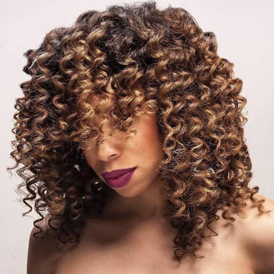 Shag With Caramel Highlights — Winter Haircuts for Curly Hair