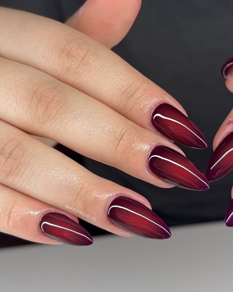 Burgundy French Gradient Stilettos Burgundy French Gradient Stilettos — Black Cherry Nails