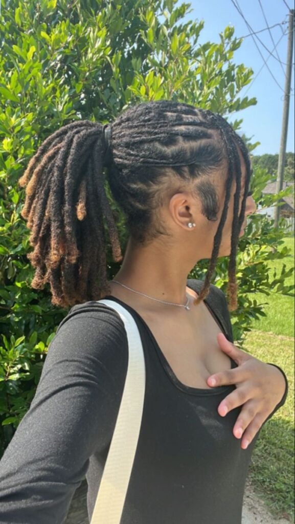 High Ponytail with Braided Accents — Winter Loc Styles