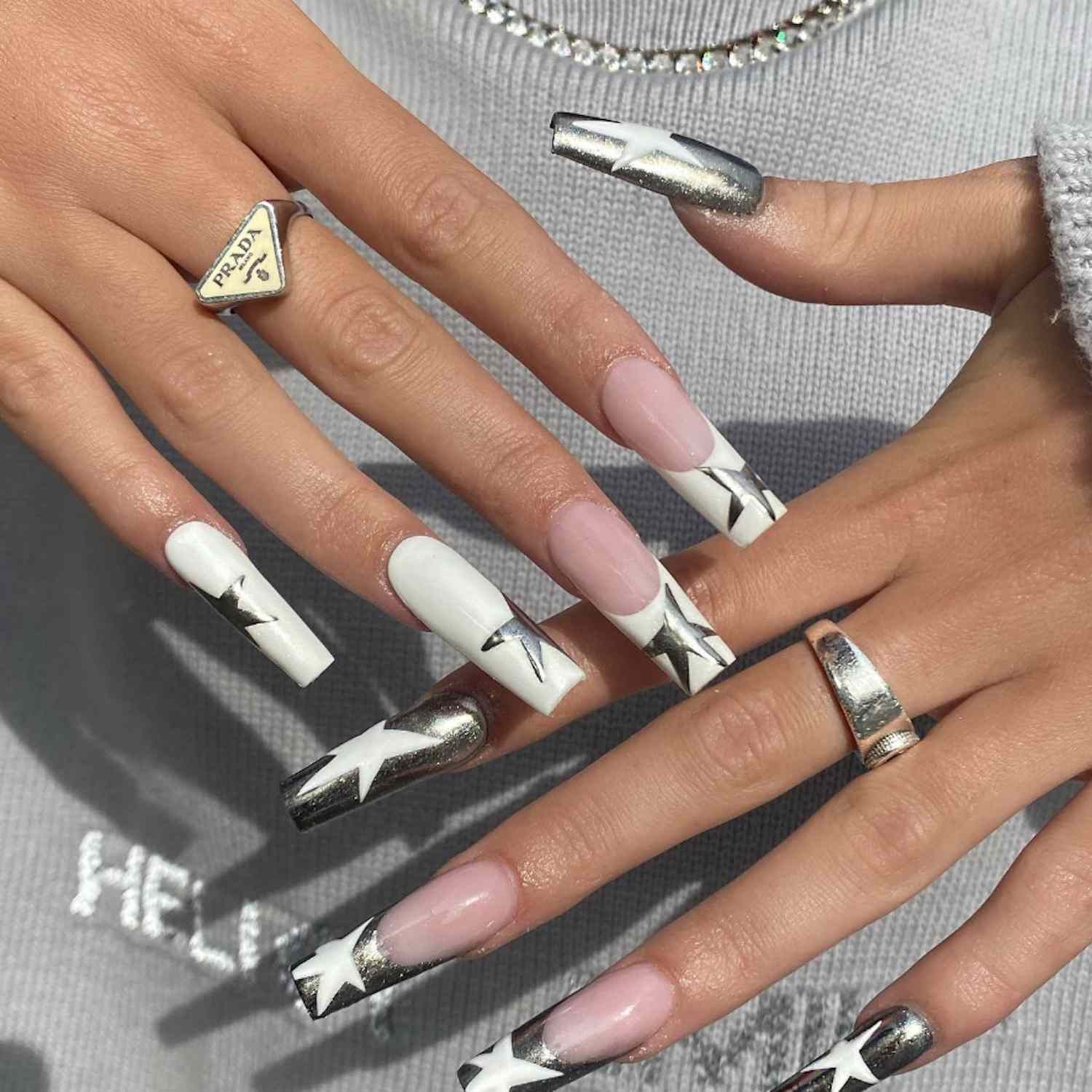 Modern Edgy Visual Idea Modern Edgy Visual Idea — Silver Chrome Nails