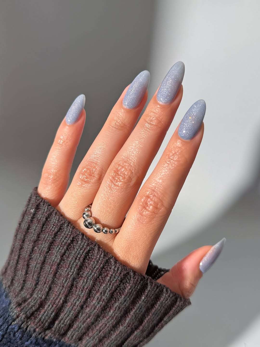 Pale Icy Blue Fine Glitter Shimmer Pale Icy Blue Fine Glitter Shimmer — Pastel Winter Nails