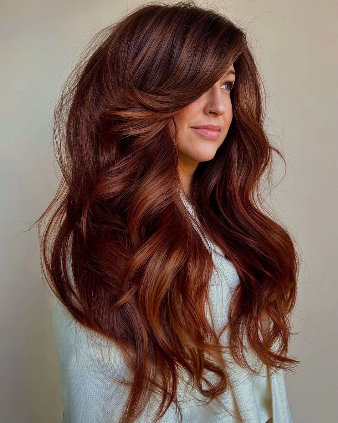 Lustrous Rich Copper Waves — Winter Copper Hair Color