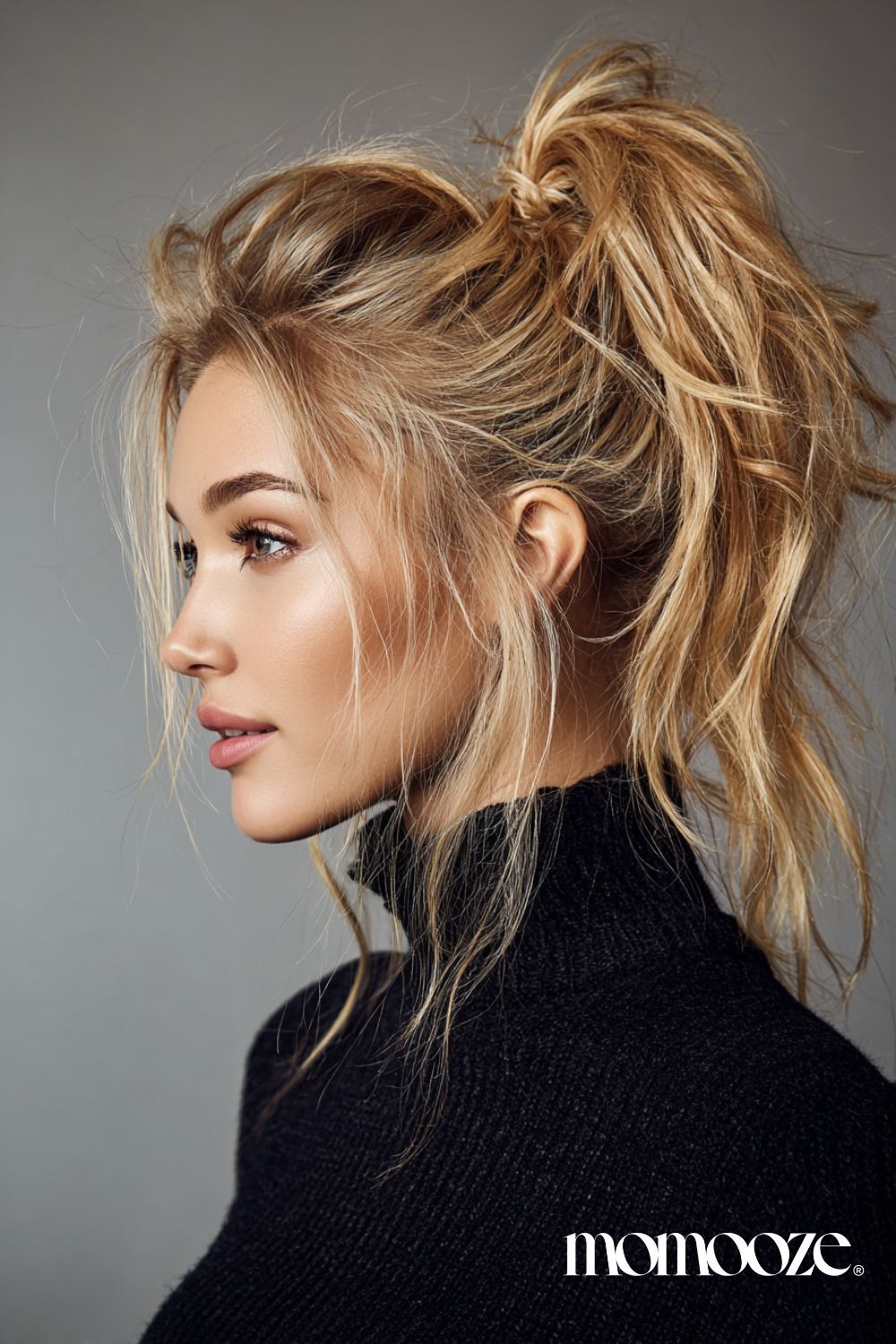 Messy Blonde High Ponytail — Winter Ponytail Hairstyles