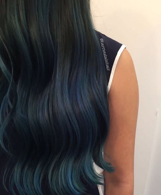 Deep Teal to Bright Blue Ombre — Winter Ombre Hair