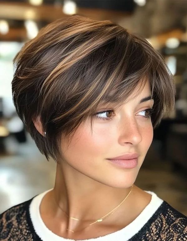 Textured Pixie Bob With Highlights Textured Pixie Bob With Highlights — Winter Hairstyles for Thick Hair