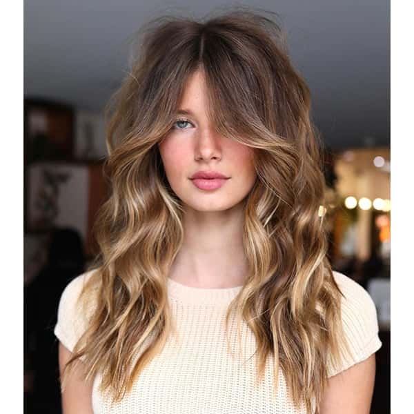 Shag With Full Bangs Balayage — Winter Layered Haircuts