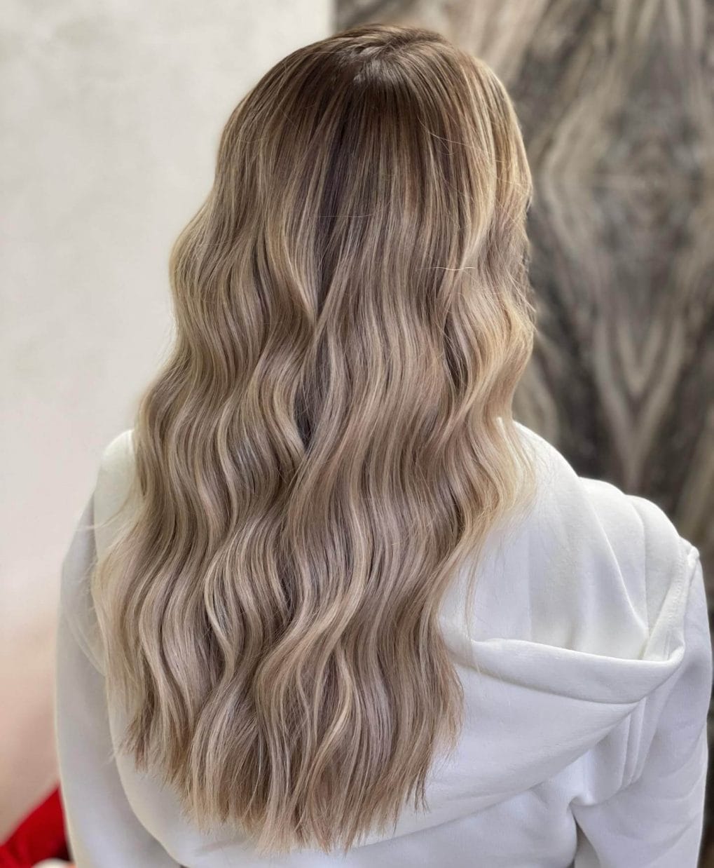 Mid-Back Platinum and Beige Highlights on Ash Blonde Mid-Back Platinum and Beige Highlights on Ash Blonde — Winter Balayage