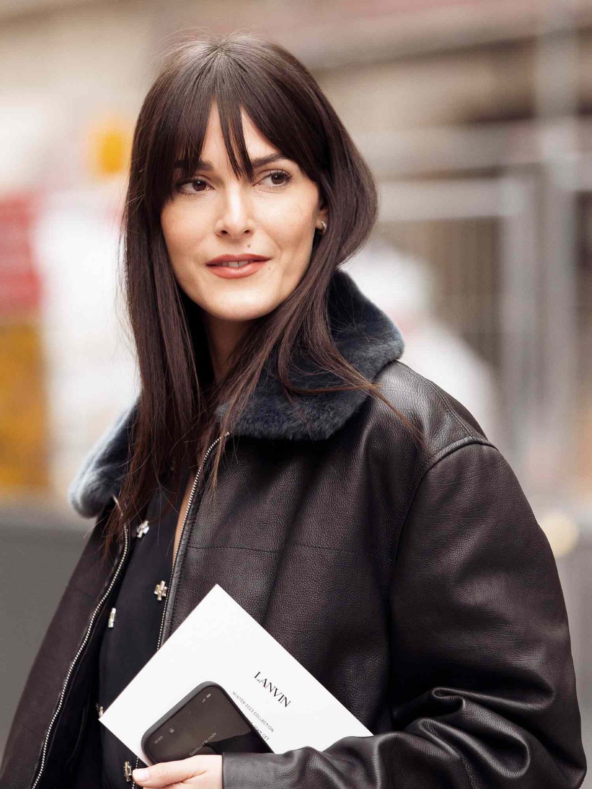 Shoulder Length Dark Brown With Blunt Bangs — Winter Haircuts with Bangs