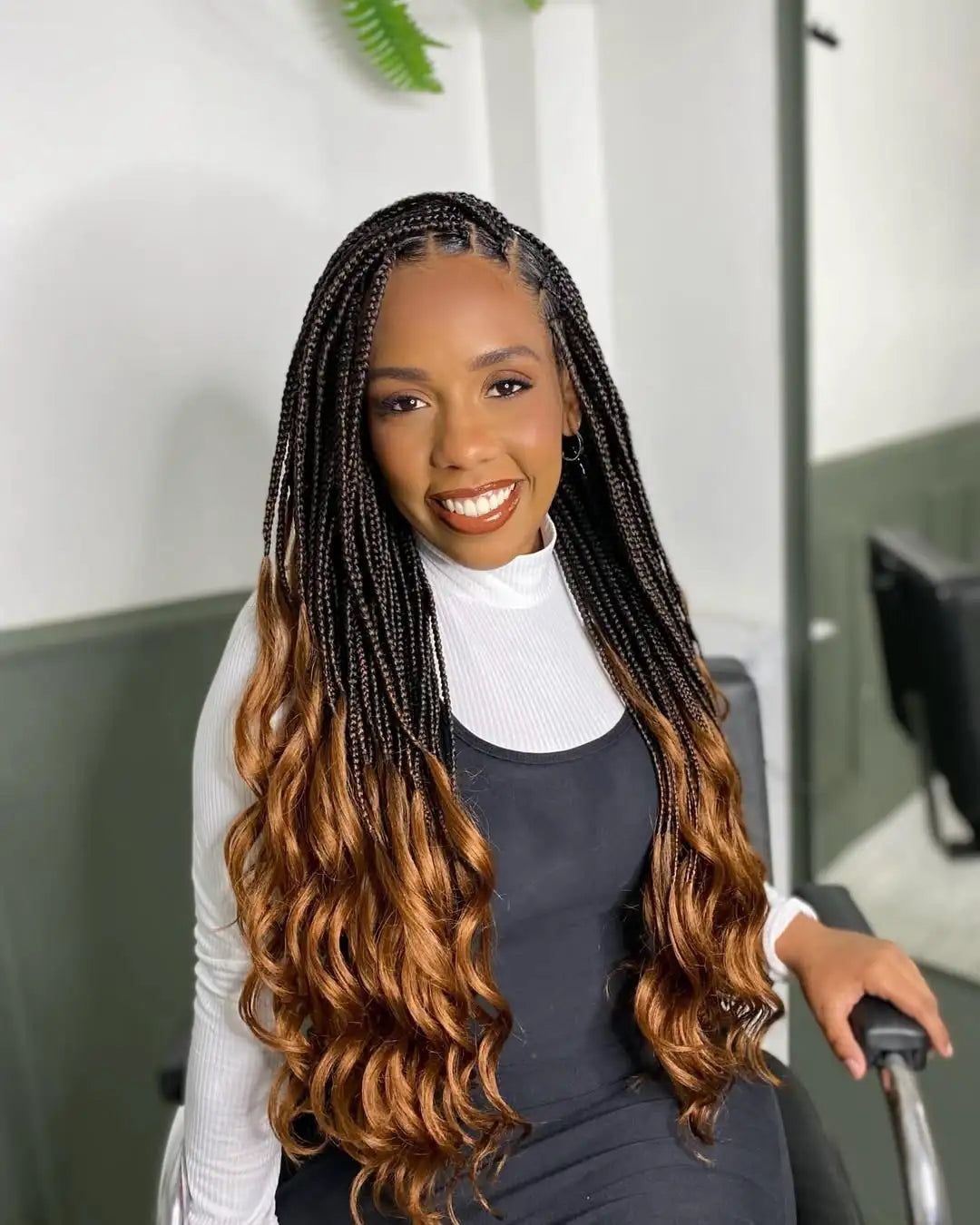 Box Braids with Honey Ombre Ends — Winter Braids for Black Women