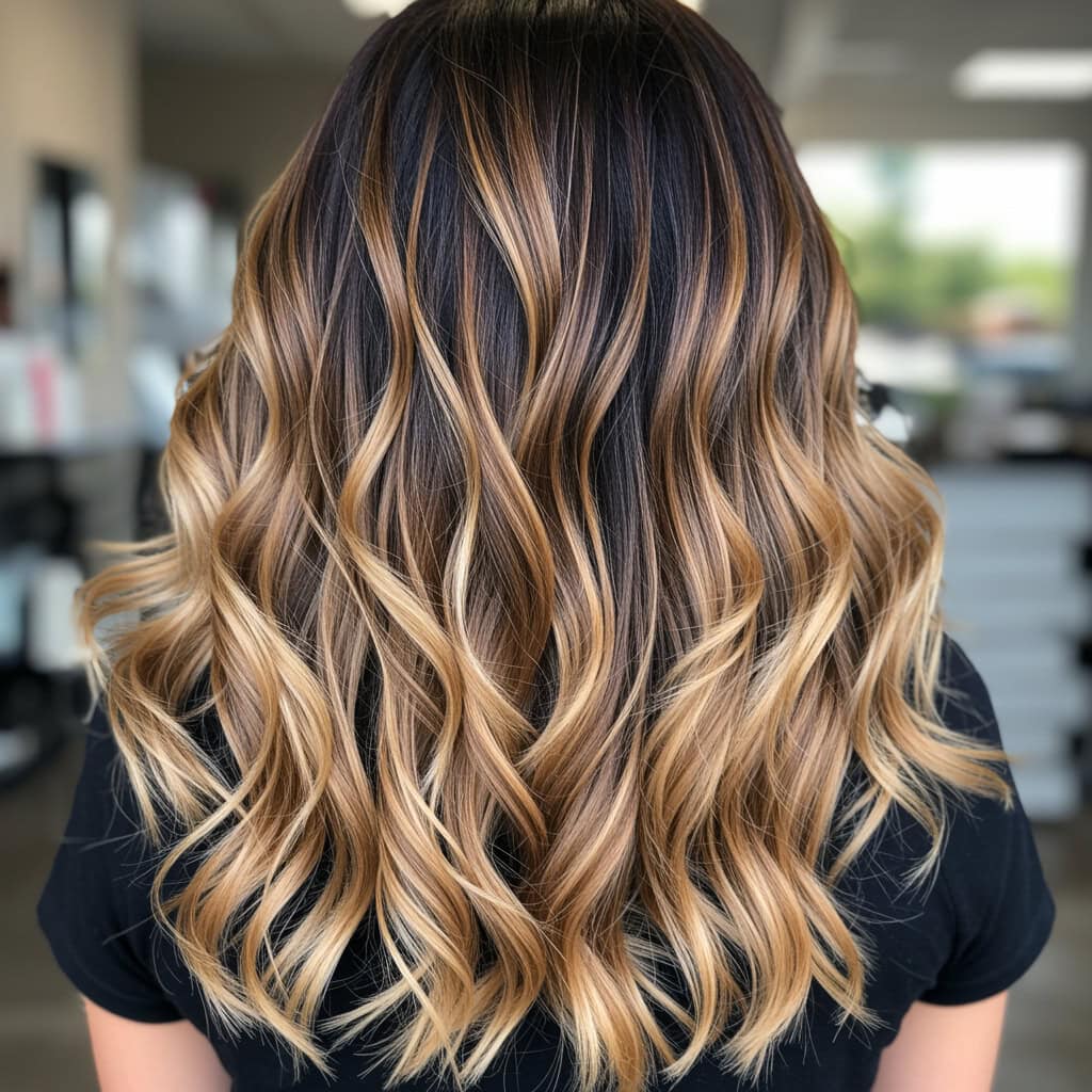 Dark Brown With Warm Gradient — Reverse Balayage