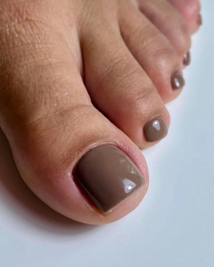 Neutral Glossy Medium Brown Neutral Glossy Medium Brown — Winter Toe Nails