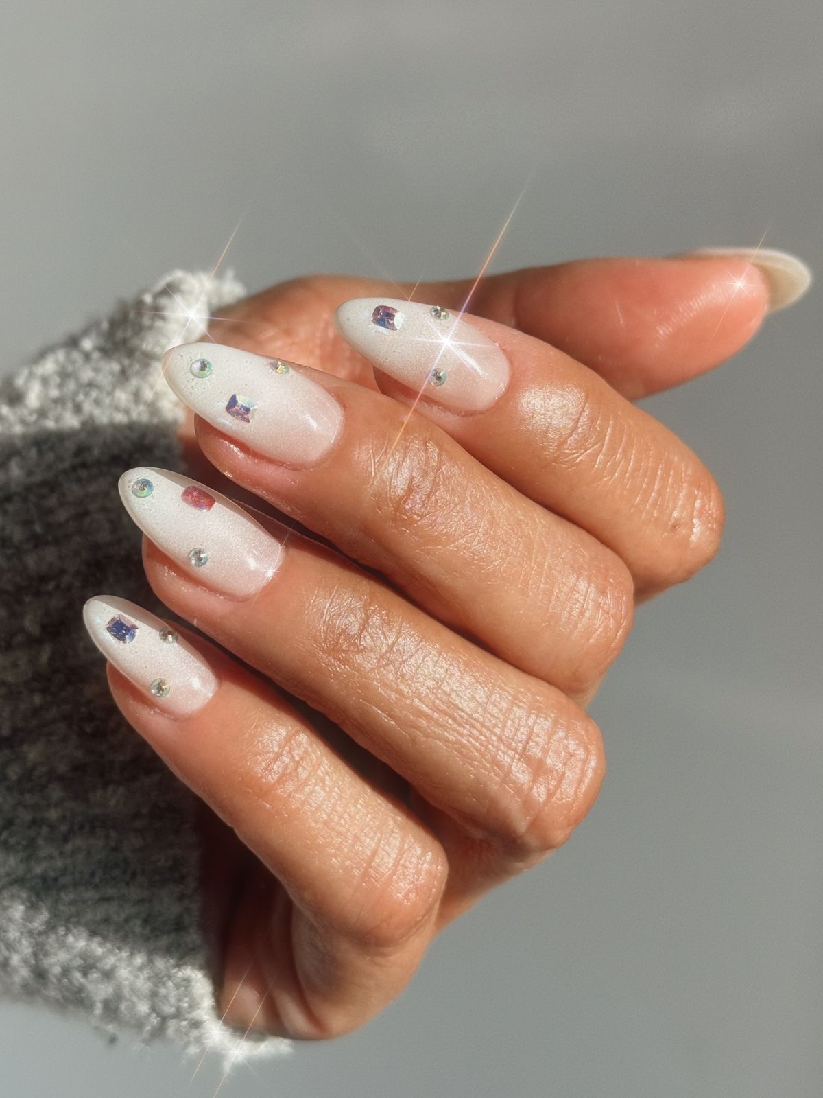 Glossy With Subtle Shimmer Visual Idea Glossy With Subtle Shimmer Visual Idea — Milky White Nails