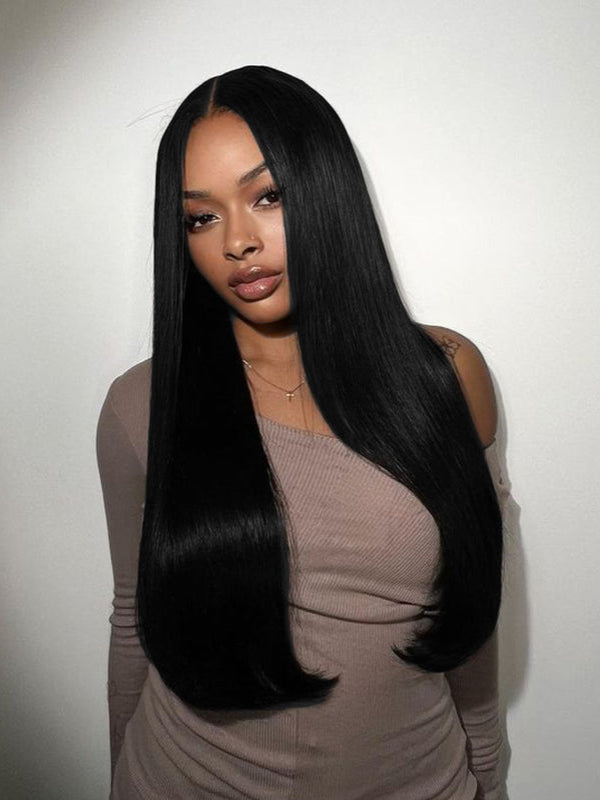 Sleek Jet Black Mid-Back Straight Hair Sleek Jet Black Mid-Back Straight Hair — Jet Black Hair