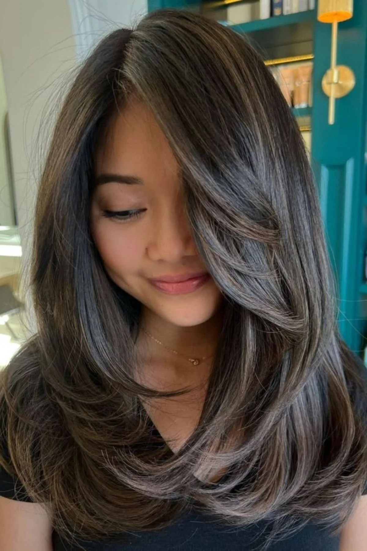 Long Layered Dark Brunette Back View Long Layered Dark Brunette Back View — Winter Haircuts for Thick Hair