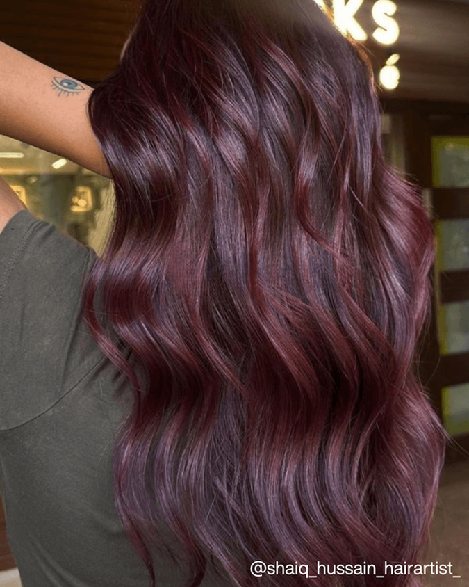 Mid-Back Deep Burgundy Red With Soft Waves — Winter Red Hair Colors