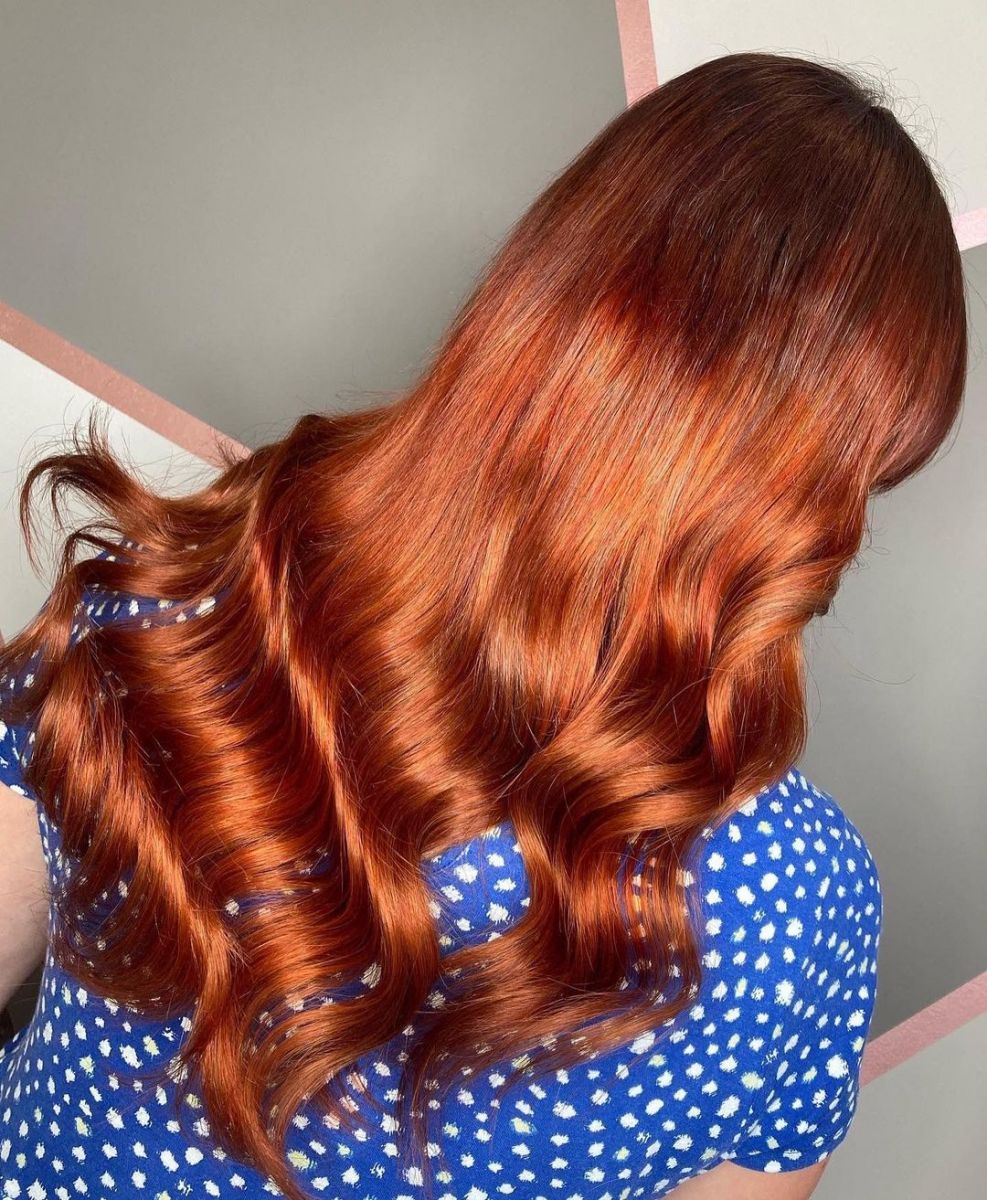 Fiery Auburn with Side Bangs — Winter Auburn Hair Color