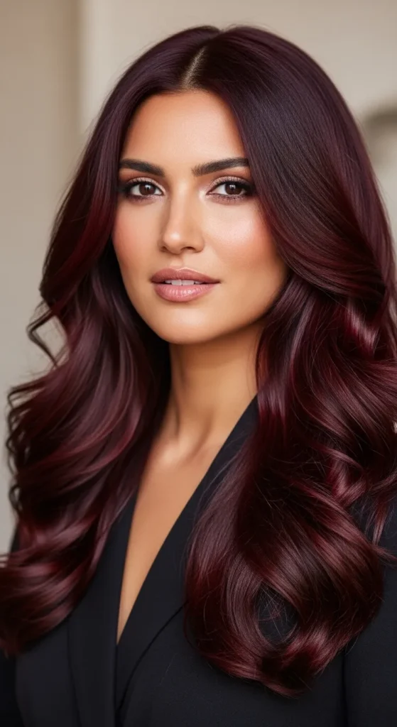 Luxurious Voluminous Waves in Cherry Cola — Cherry Cola Hair Color