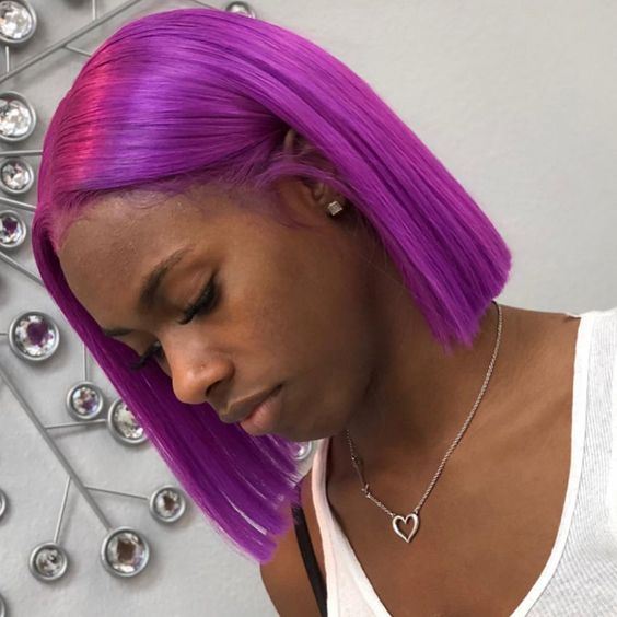 Vivid Purple Chin Bob — Plum Hair Color