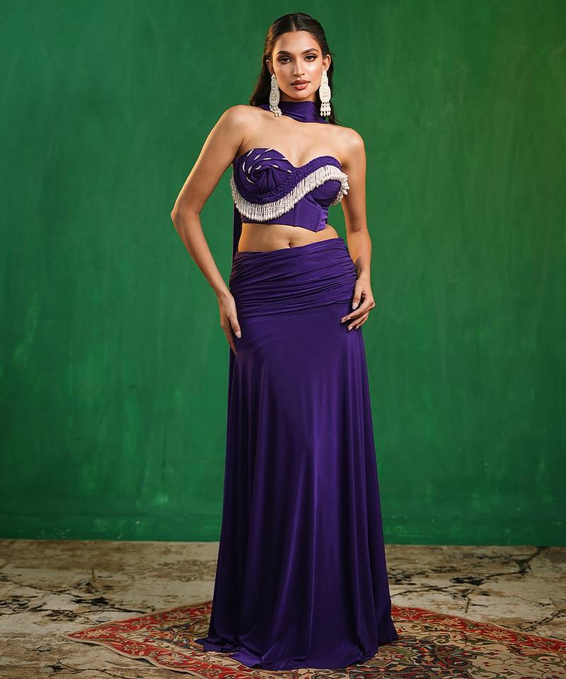 Glamorous Royal Purple Two-Piece Set with Fringe Detail — Royal Purple Outfits
