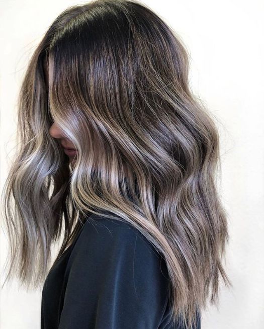 Mid-Back Dark Ash Brown Balayage — Ash Brown Hair