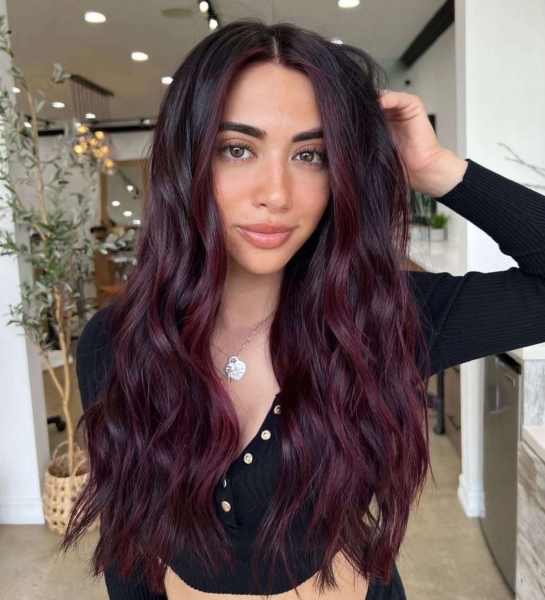 Dark Brown With Deep Red Lowlights — Winter Hair Colors for Brown Eyes