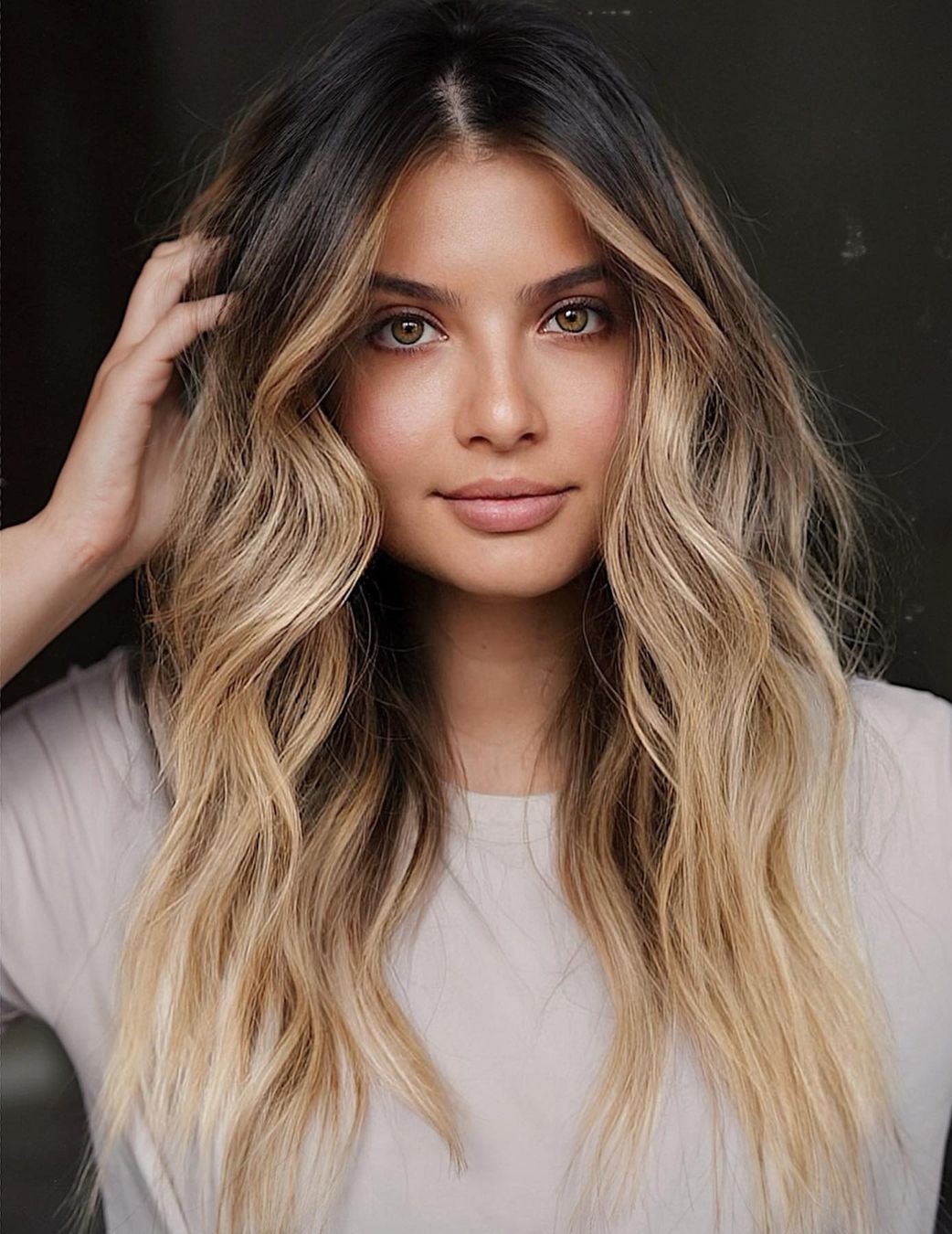Dark Brown Base With Face-Framing Balayage — Blonde to Brunette Hair