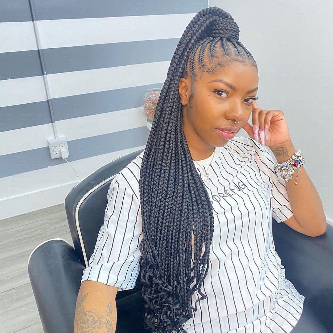 Side View Upper Body Visual Idea — Winter Braid Colors for Black Women
