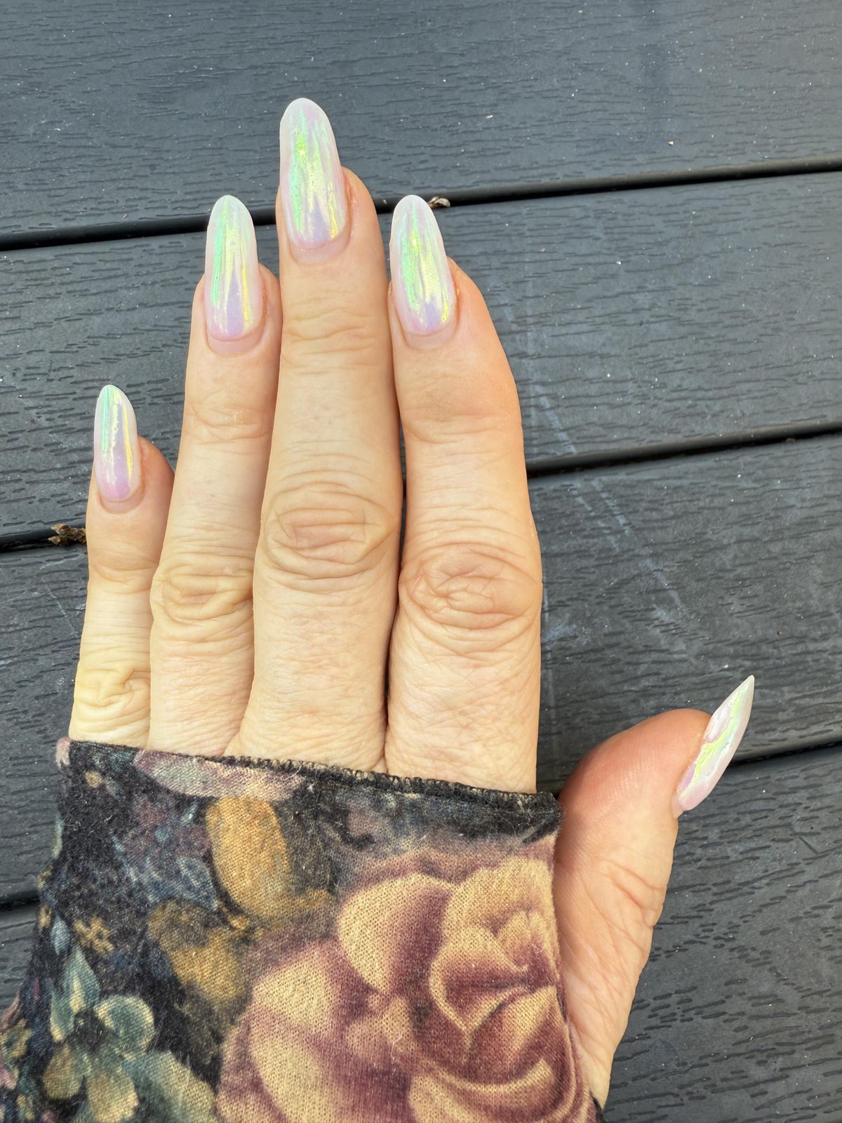 Chrome Iridescent Visual Idea — Winter Nail Colors for Pale Skin