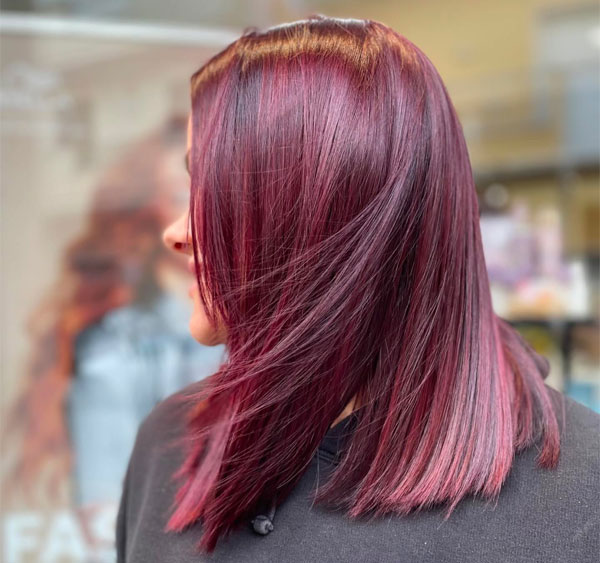Deep Plum Burgundy Long Bob Deep Plum Burgundy Long Bob — Burgundy Hair Color