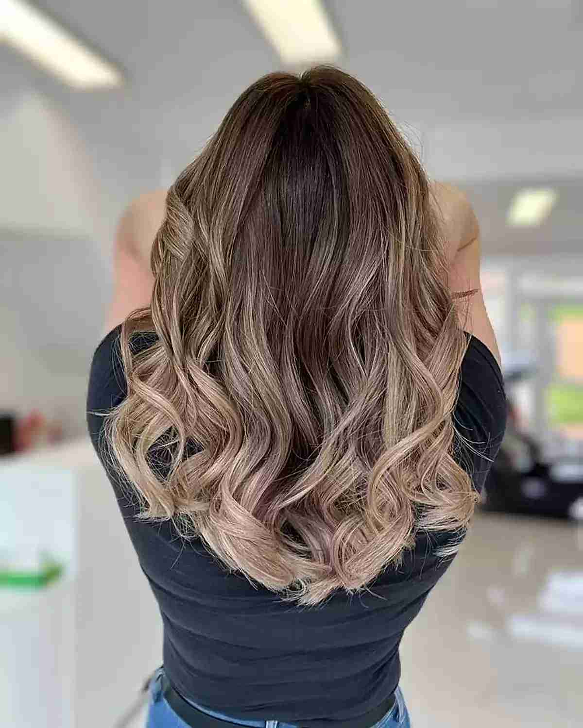 Dark Brown with Ash Blonde Ombre Dark Brown with Ash Blonde Ombre — Mushroom Brown Hair