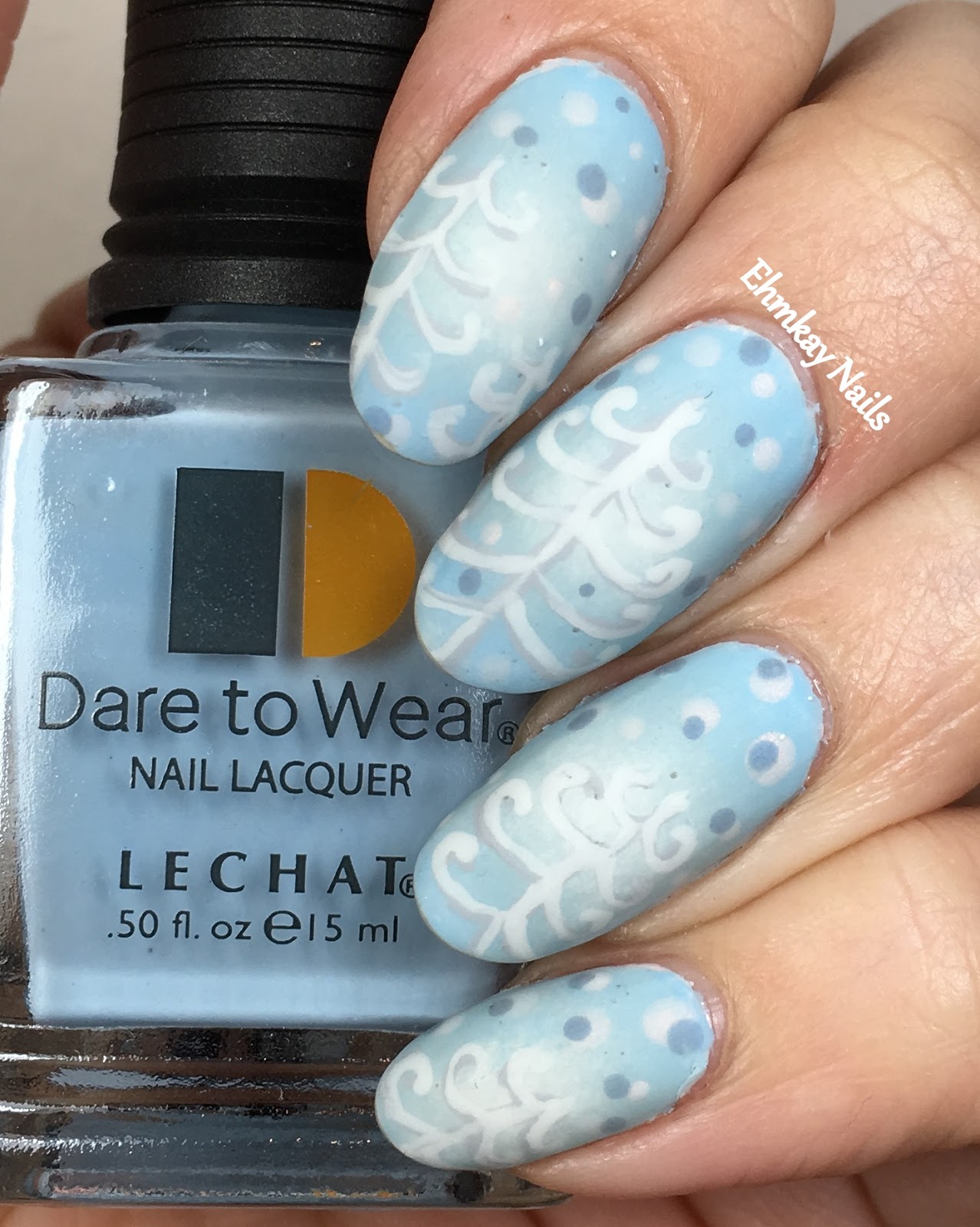 Matte Pale Blue Snowflake Nails — Winter Wonderland Nails