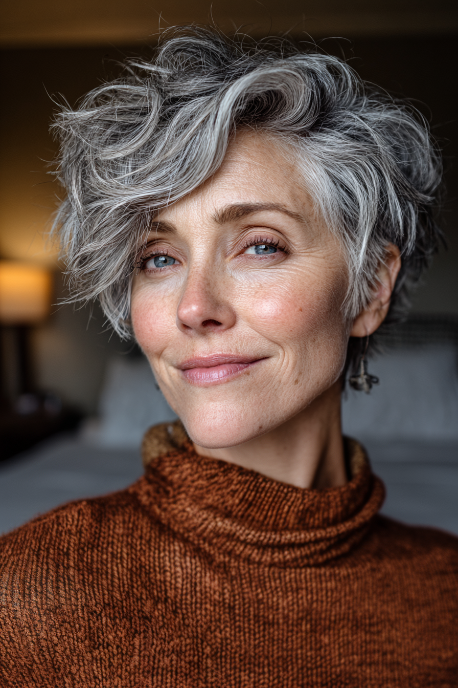 Textured Bob With Side Fringe Textured Bob With Side Fringe — Winter Haircuts for Gray Hair