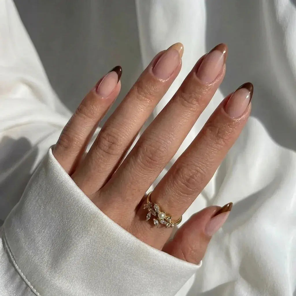 Mocha Muse Almond Press On Nails | 5-Min Wear & No Damage – Nail Pop Studio