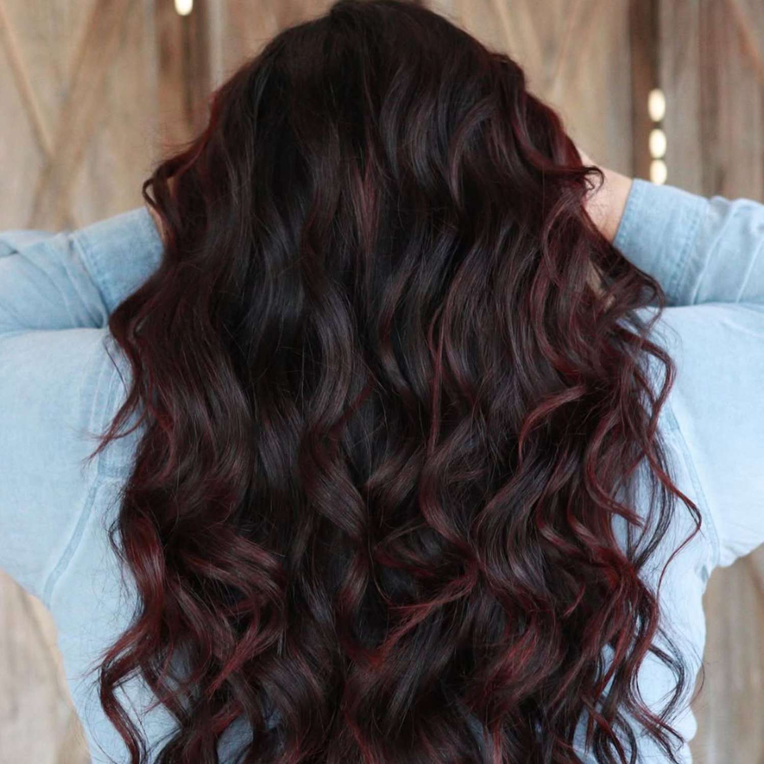 Dark Brown with Vibrant Cherry Red Highlights — Cherry Cola Hair Color