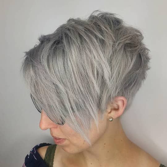 Textured Ash Blonde Pixie with Fringe — Winter Haircuts for Women Over 50