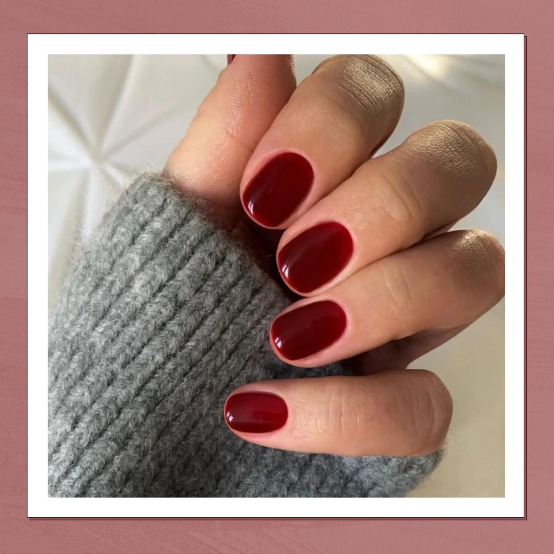 Rich Burgundy Glossy Short Square Rich Burgundy Glossy Short Square — Winter Nail Colors for Women Over 60