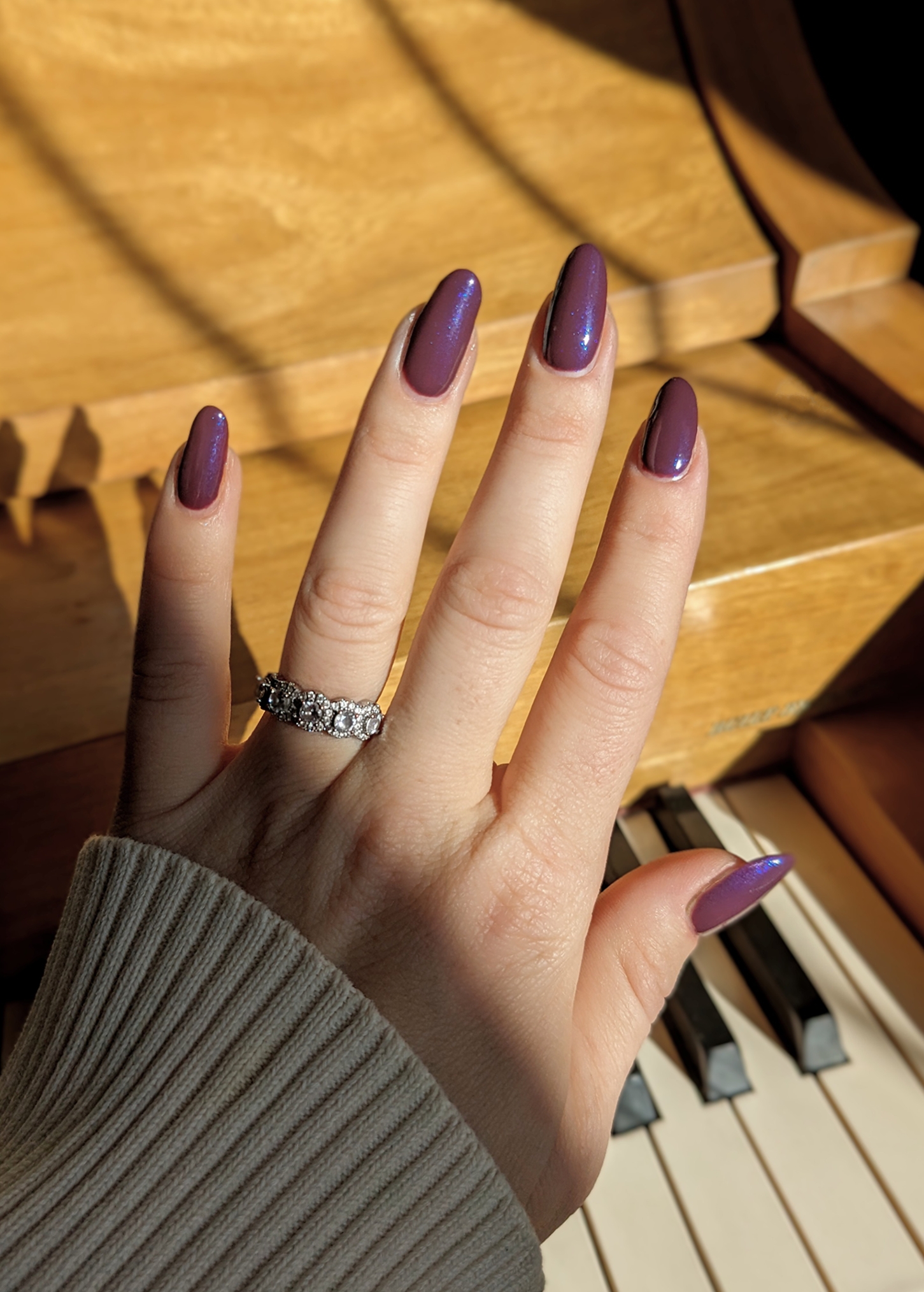 Deep Plum Iridescent Shimmer Almonds Deep Plum Iridescent Shimmer Almonds — Fall to Winter Nails