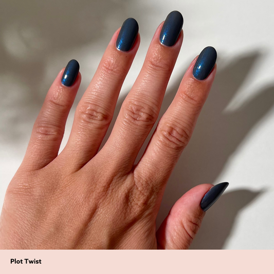 Dark Blue Shimmer Almond Nails — Winter Nail Colors