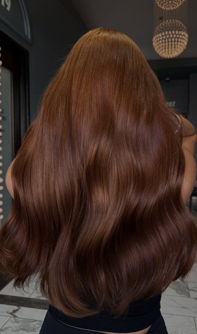Rich Cinnamon Brown With Auburn Waves Rich Cinnamon Brown With Auburn Waves — Cinnamon Brown Hair