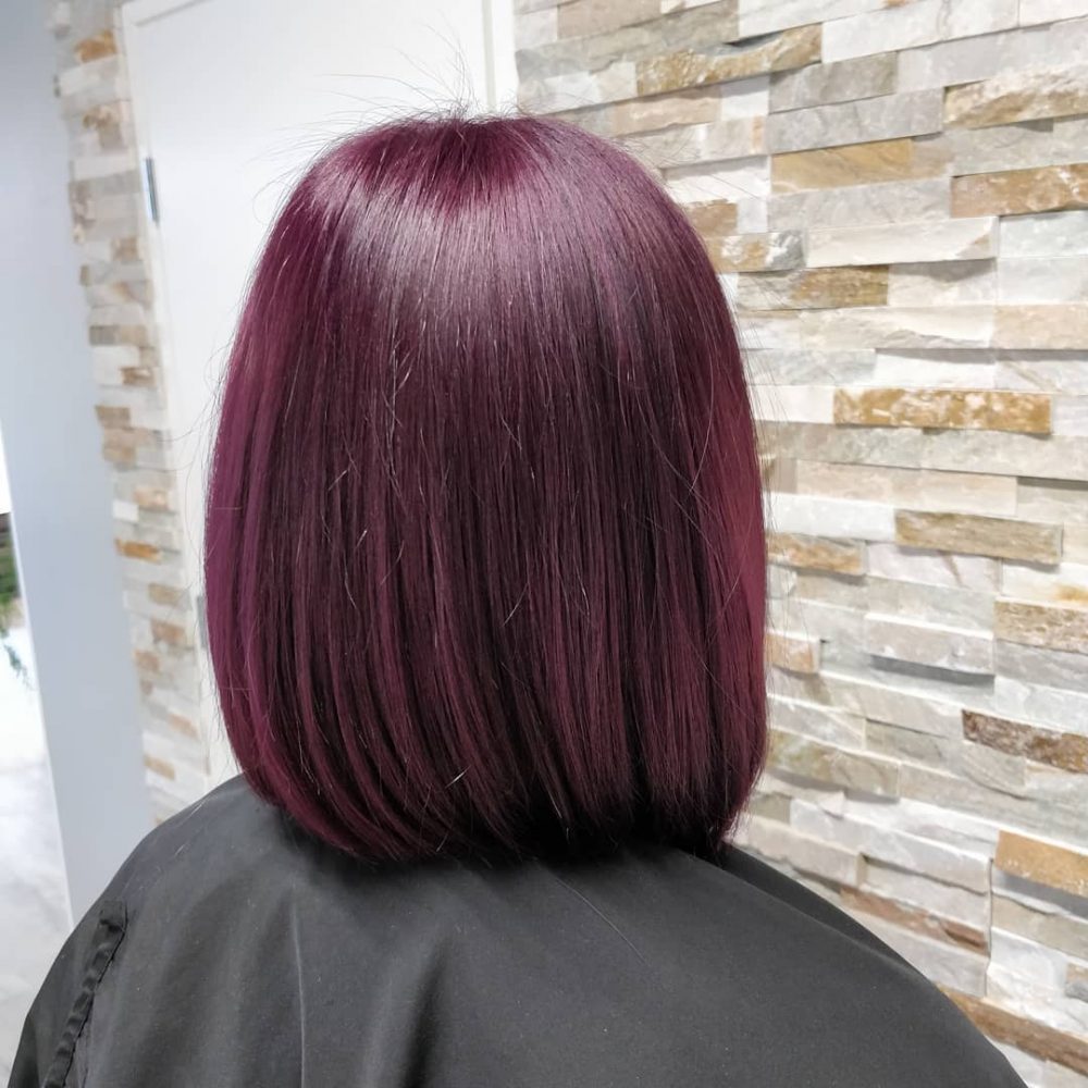 Vibrant Uniform Plum Bob — Plum Hair Color