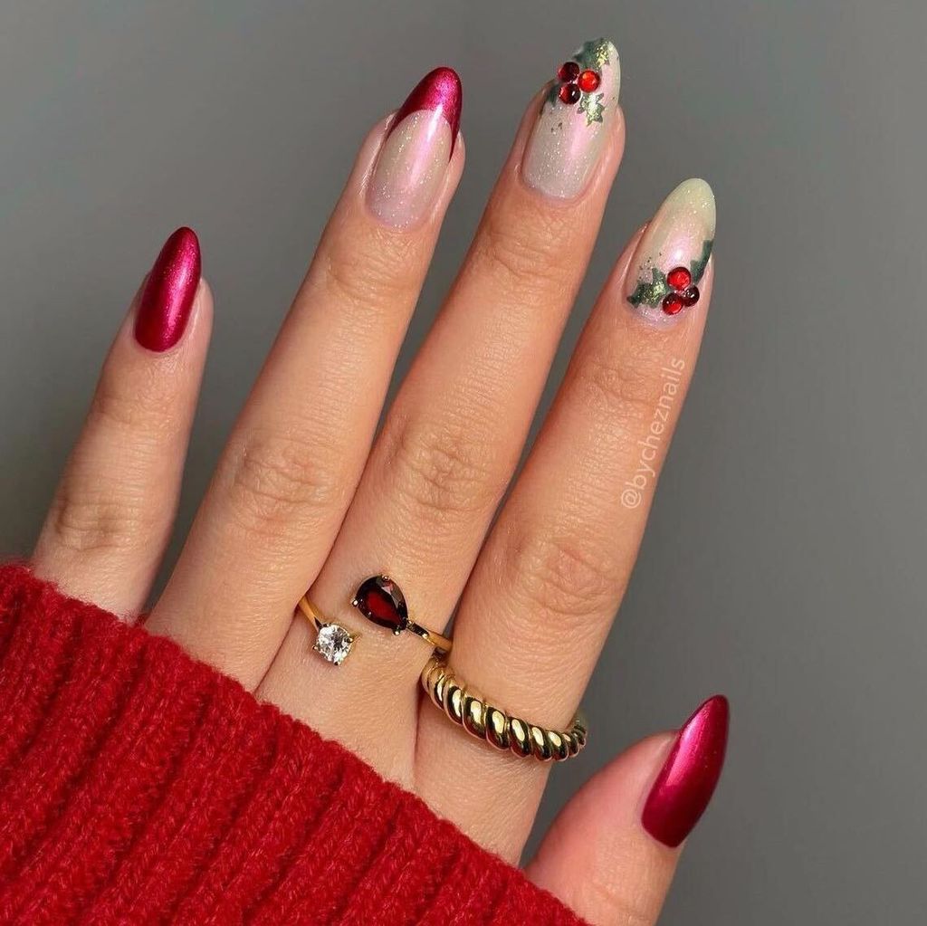 Holly Berry Stiletto Nails — Winter Formal Nails