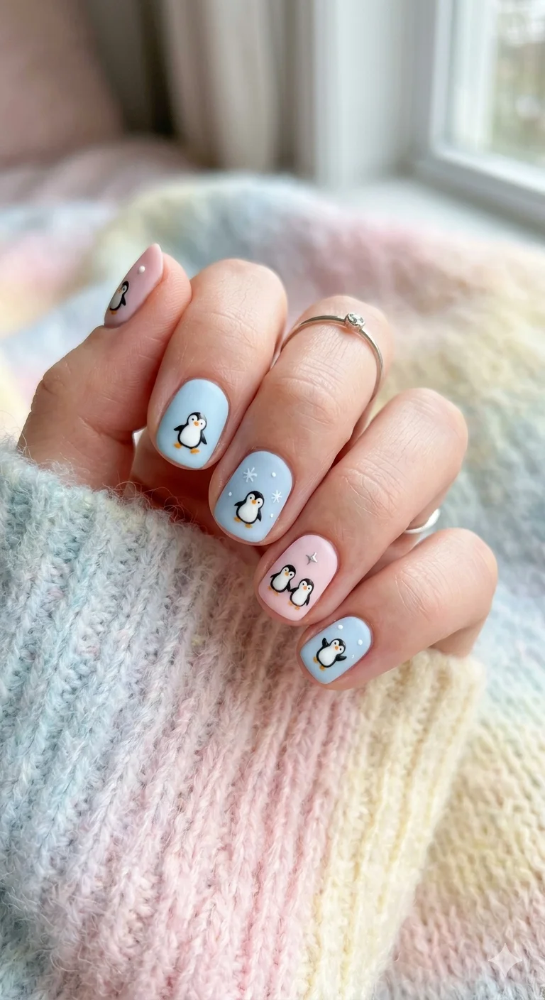 Adorable Penguin Illustrations — Cute Winter Nails