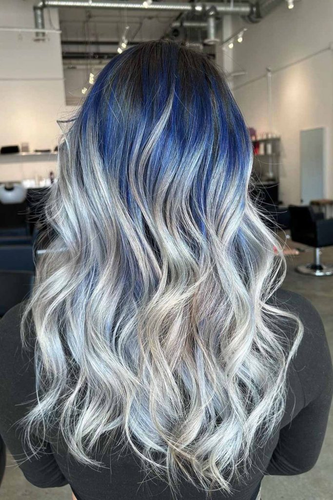 Cool Blue to Silver Ombre — Winter Ombre Hair