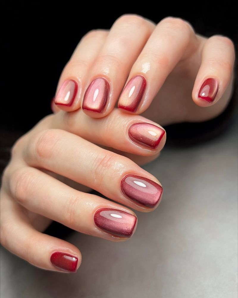 Embossed Heart Gradient Nails Embossed Heart Gradient Nails — Short Winter Square Nails